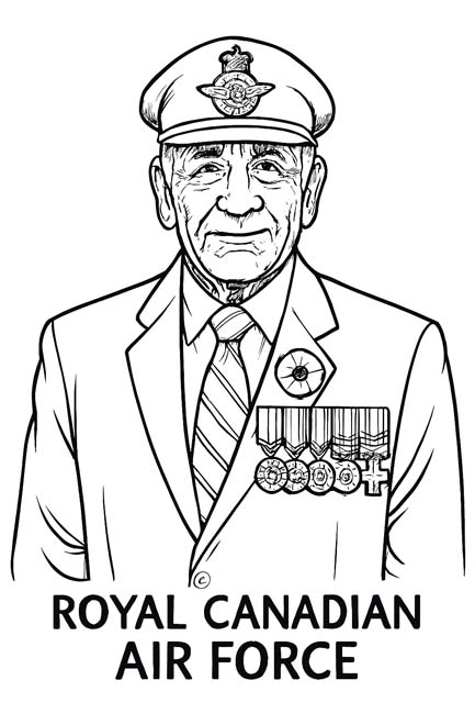 coloring page of a Royal Canadian Air Force veteran