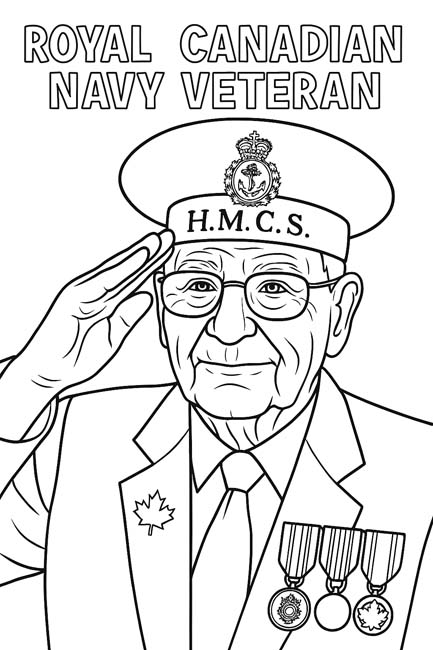 coloring page of a Royal Canadian Navy veteran