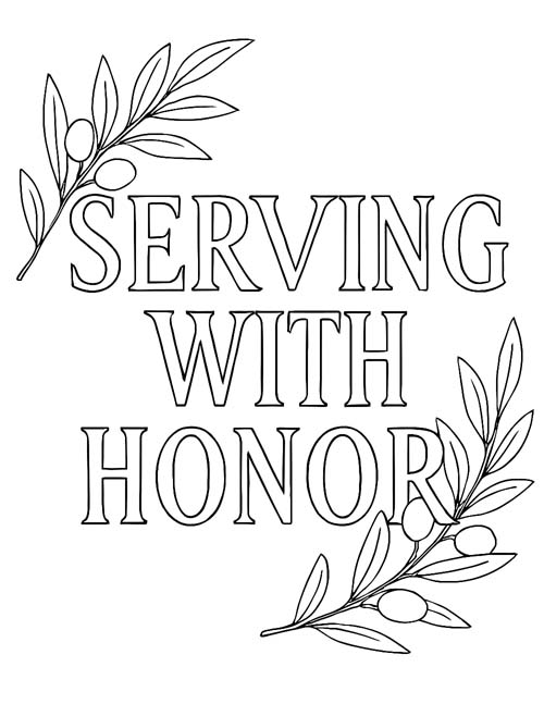 word art coloring page - Serving with Honor