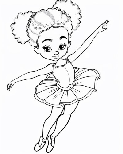 African American ballerina coloring page
