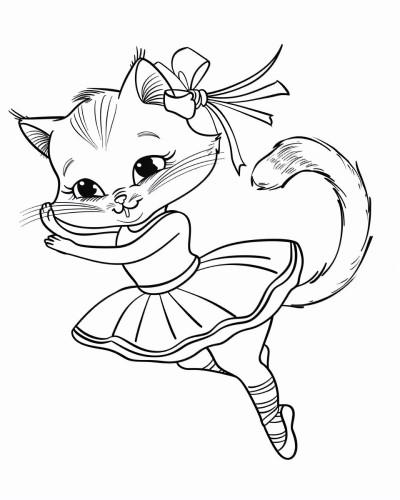ballerina cat coloring page
