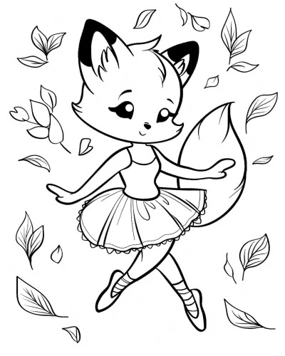 ballerina fox coloring page