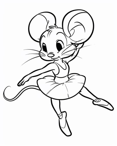 ballerina mouse coloring page