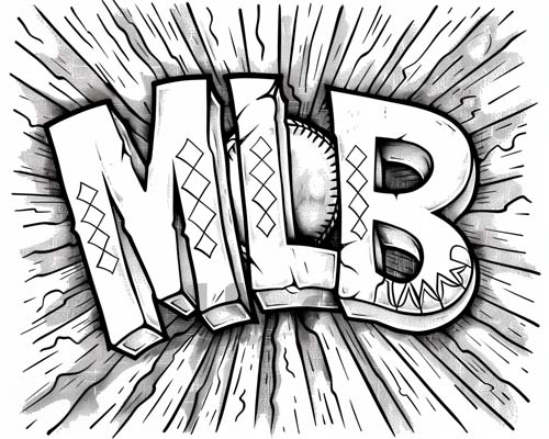graffiti coloring page of MLB word art