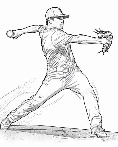 Japanese pitcher inspired by Shohei Ohtani coloring page