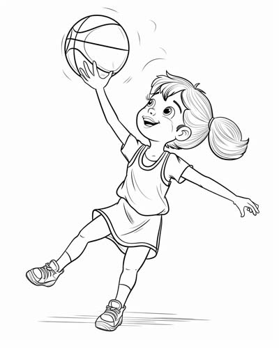 Basketball girl coloring page