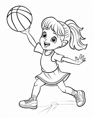 Basketball girl coloring page
