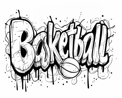 graffiti coloring page of basketball