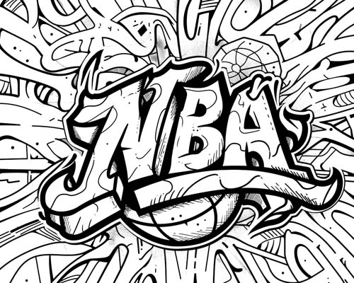 graffiti coloring page of NBA