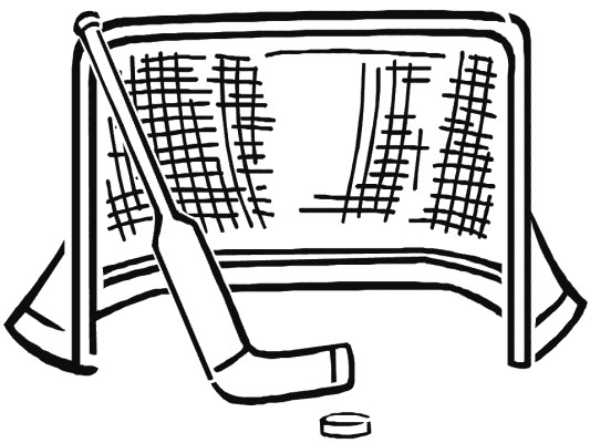 hockey net and stick coloring page