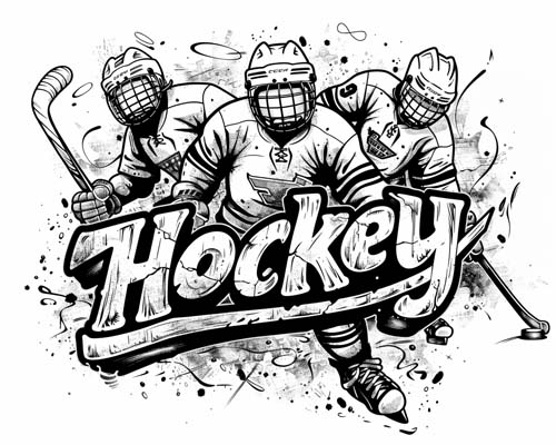 graffiti coloring page of hockey