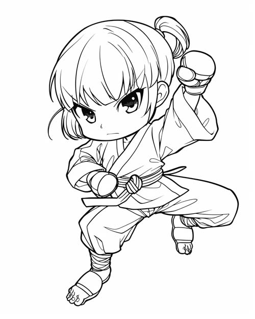 coloring page of a karate block