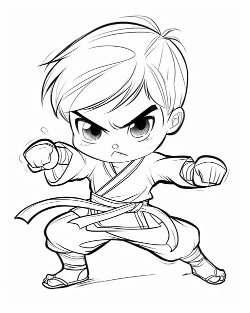 coloring page of a karate chop