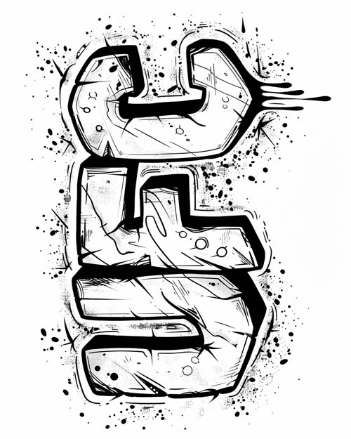 graffiti word art coloring page of UFC