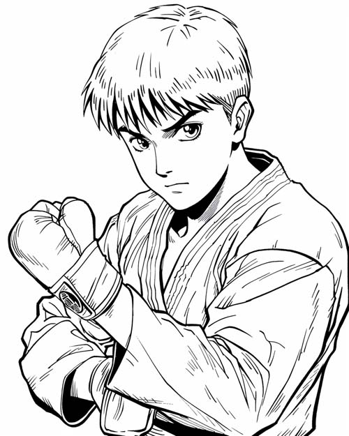 coloring page of the karate kid