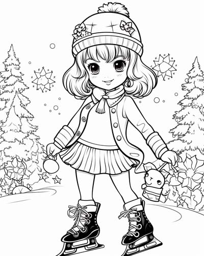 girl skating coloring page
