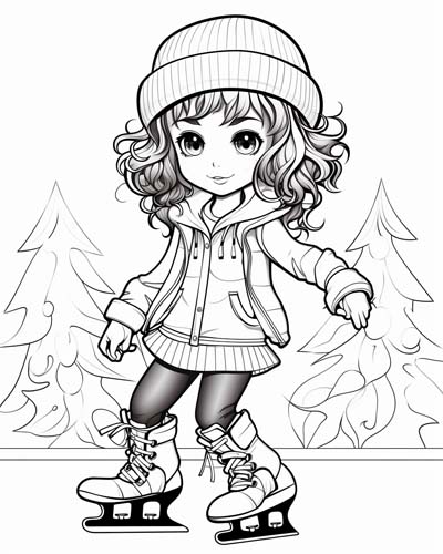 girl skating coloring page