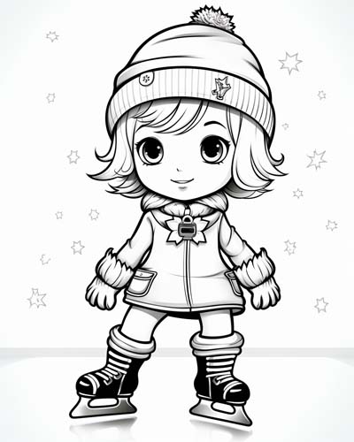girl skating coloring page