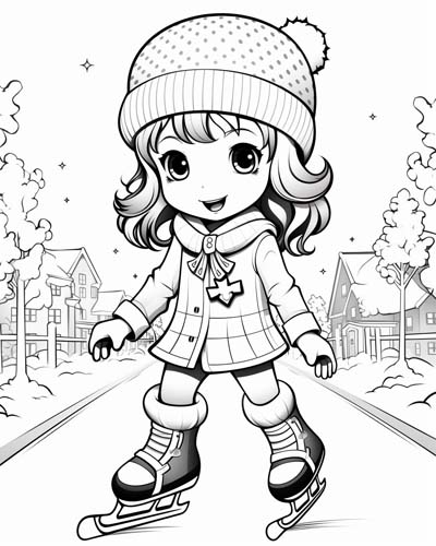 girl skating coloring page