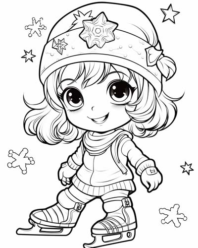girl skating coloring page
