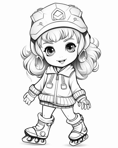 girl skating coloring page