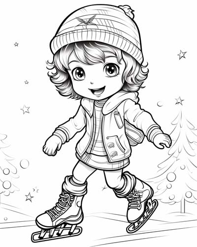 girl skating coloring page