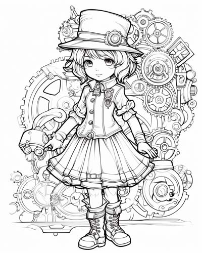 Steampunk girl with work boots