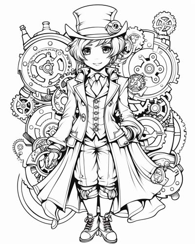 Steampunk boy with cogs