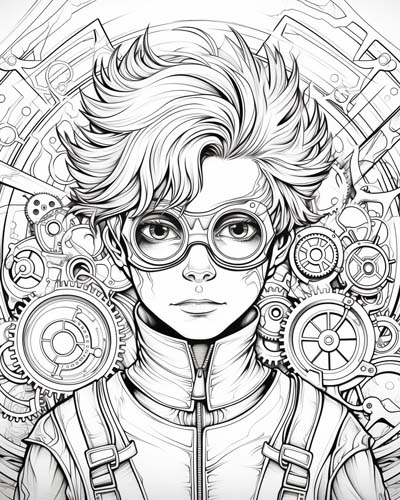 Steampunk boy with glasses
