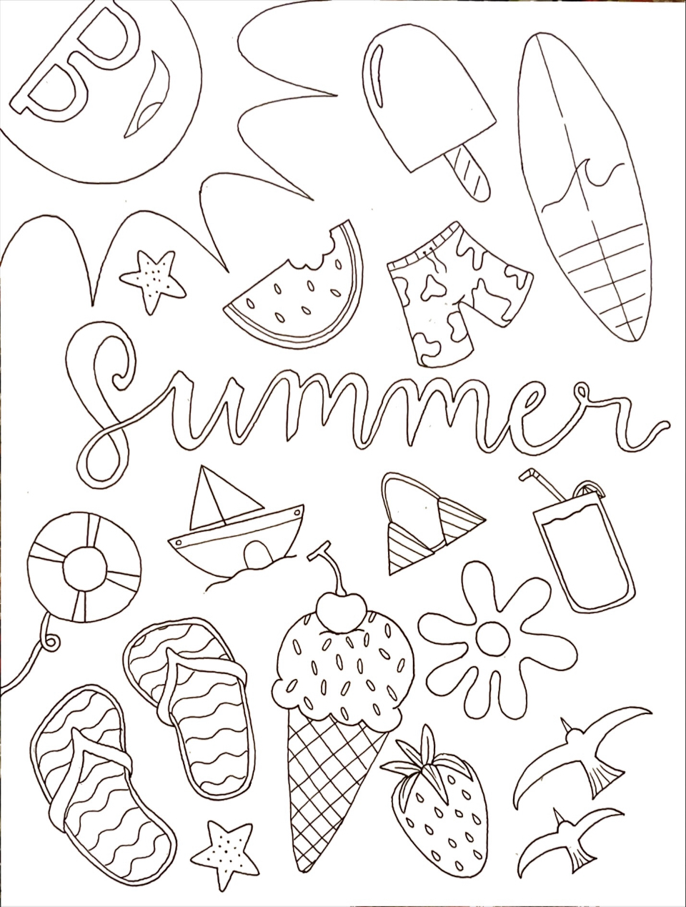 Summer Coloring Page