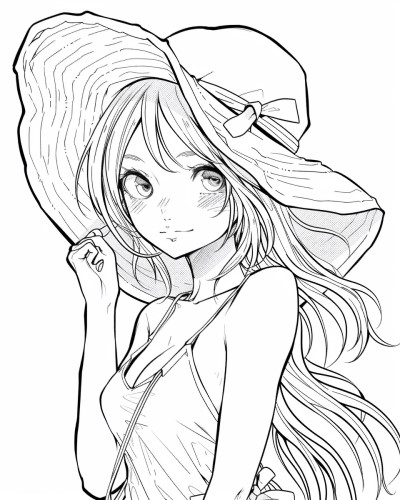 summer girl coloring page