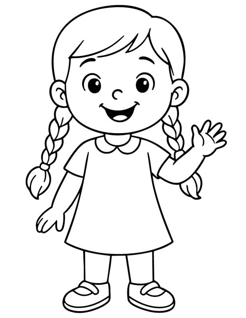 preschool coloring page of a sister