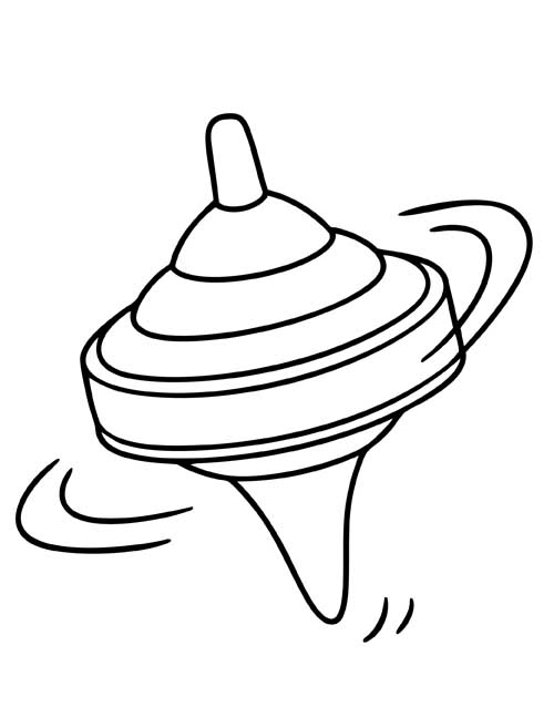 coloring page of a spinning top with motion lines