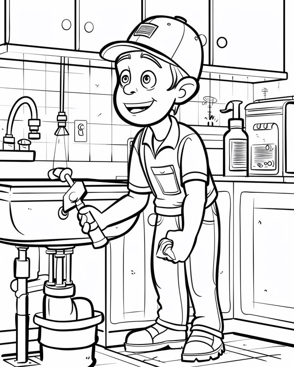 construction coloring page: plumber