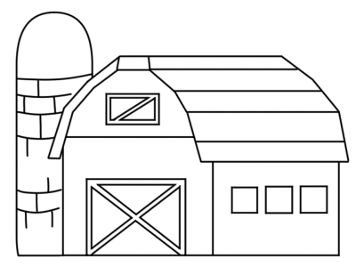 barn and silo coloring page