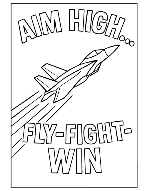 Aim high... Fly-fight-win coloring page