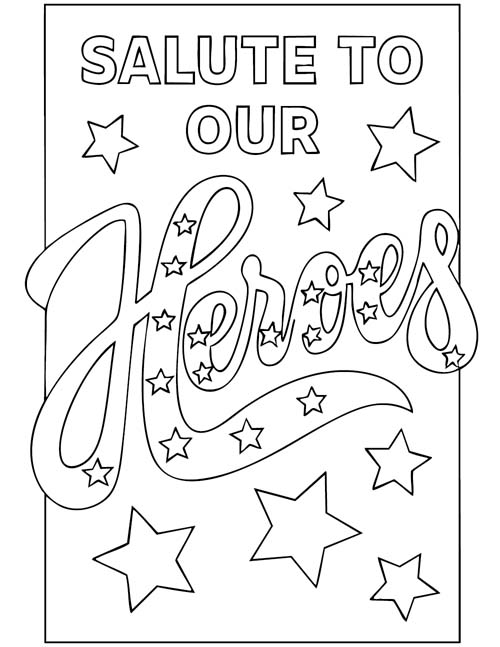word art coloring page - Salute to Our Heroes