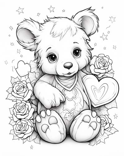 Heart bear coloring page