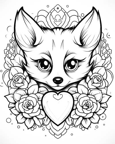 Valentine's Day heart animal coloring page