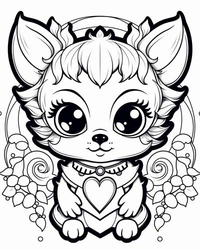 Valentine's Day heart dog coloring page