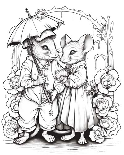 mouse couple coloring page