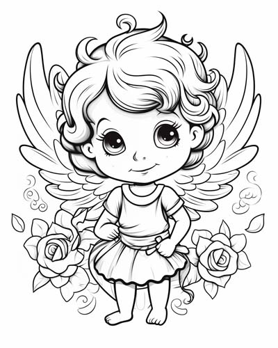 cheerful Cupid coloring page
