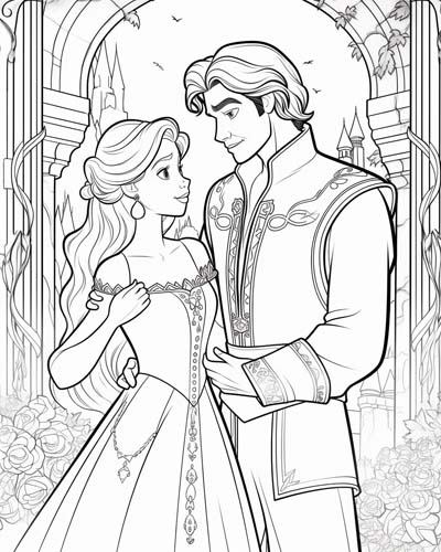 Fairy tale love stories coloring page