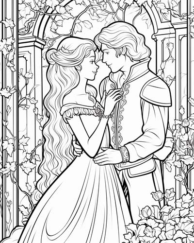 Fairy tale love stories coloring page