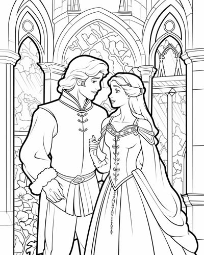 Fairy tale love stories coloring page