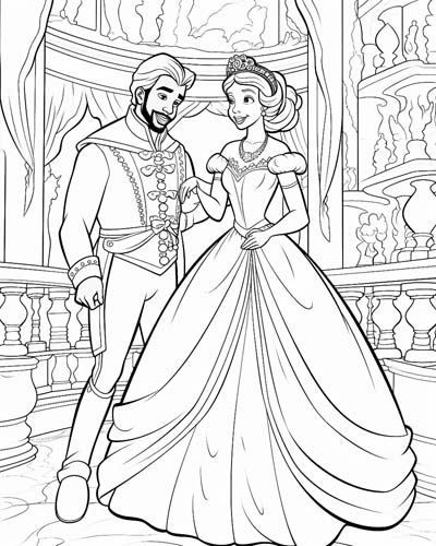 African American Fairy tale love stories coloring page