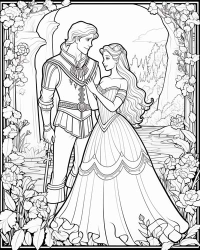 Fairy tale love stories coloring page