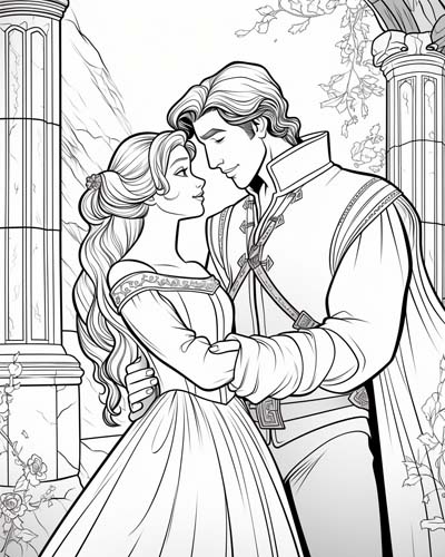 Fairy tale love stories coloring page
