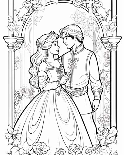 Fairy tale love stories coloring page