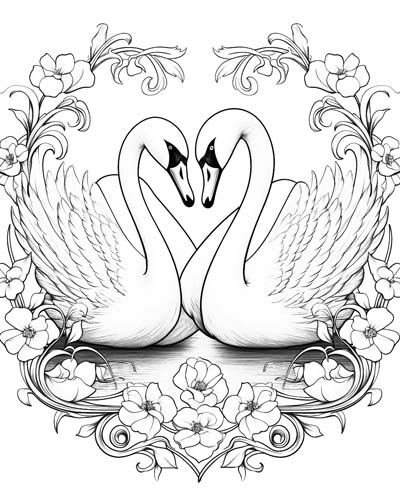 Heart of Swans coloring page